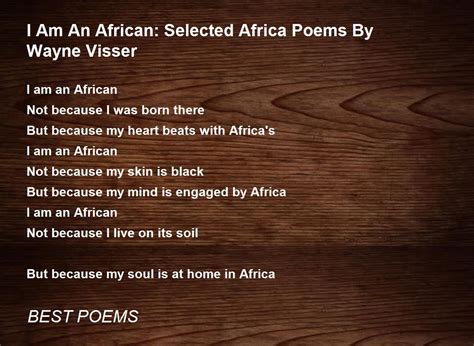 I Am An African Selected Africa Poems By Wayne Visser I Am An