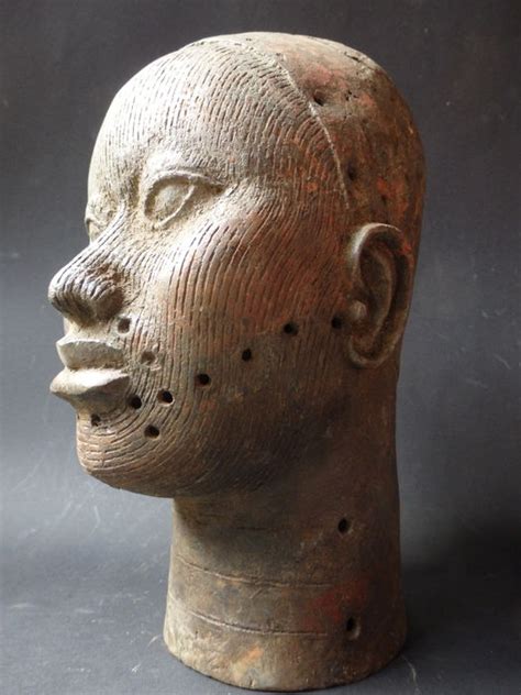 Life Size African Oni King Head In Bronze Ile Ife Nigeria Ife