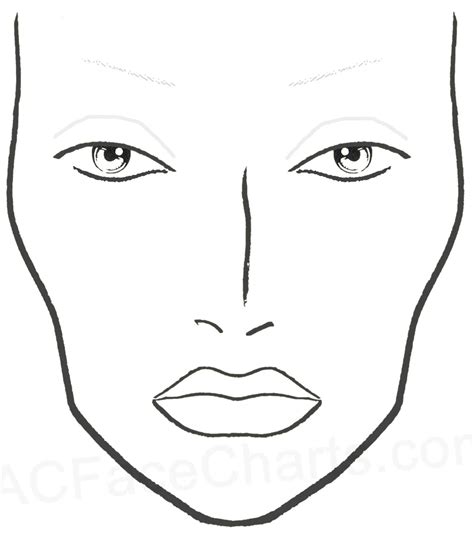 Blank Mac Face Charts Printable Sketch Coloring Page Makeup Face