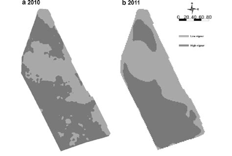 Maps Of Zones Defined Using Ndvi Data Download Scientific Diagram