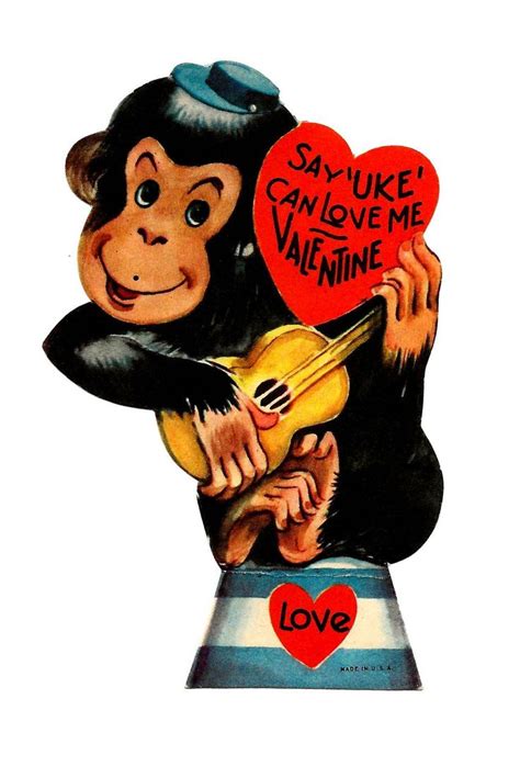 Vintage Childs Valentine Card Say Uke Can Love Me Valentine Made In