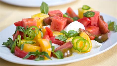 Heirloom Tomato And Watermelon Salad With Mozzarella