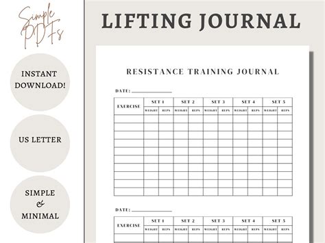 Lifting Journal Strength Training Log Weight Lifting Tracker For Weight Loss Printable Or