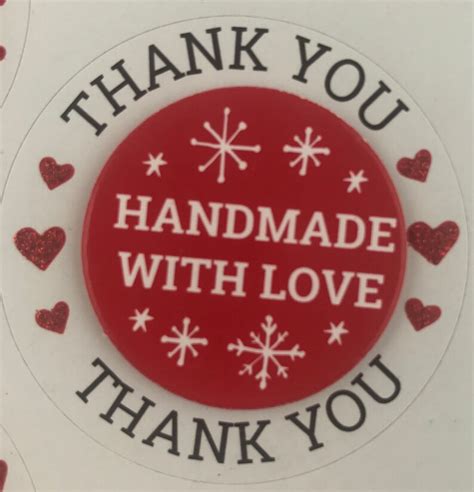 Stickers Handmade Handmade With Love Thank You Stickers Etsy