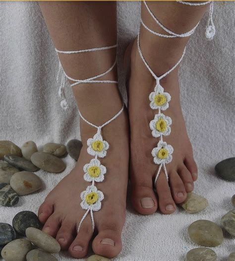 Handmade Barefoot Sandals Boho Crochet Hippy Foot Jewellery Nude Shoes