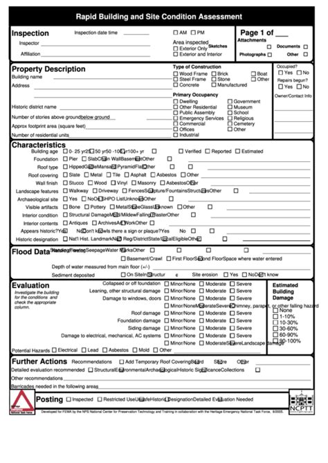 Rapid Building And Site Condition Assessment Form Printable Pdf Download