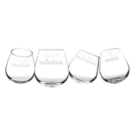 12 Oz Valentine Tipsy Wine Glasses Set Of 4