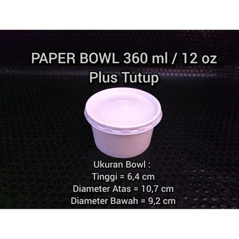 Jual Paper Bowl Mangkuk Kertas 360 Ml 12 Oz Tutup Jakarta Utara