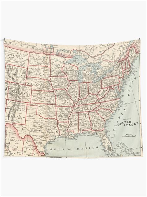 Vintage Map Of The United States 1893 Tapestry By Bravuramedia