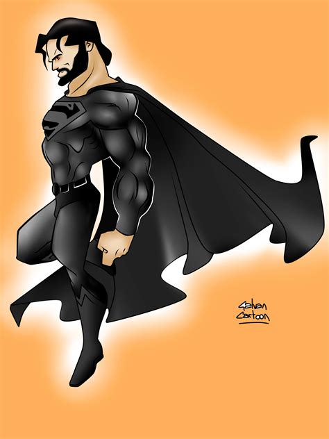 Supermanmullet Galvancartoon Blacksuit Ilustraciones Rayón