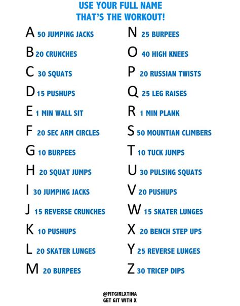 Place time expressions at the end of the sentences. Workout Challenges | Alphabet workout, Spell your name ...
