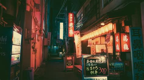 Hd Wallpaper Japan Street Night Neon Masashi Wakui Illuminated