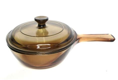 Vision Corning Ware Amber Cookware Glass Saucepan Pyrex Lid 5l Usa Steam Clean Ebay