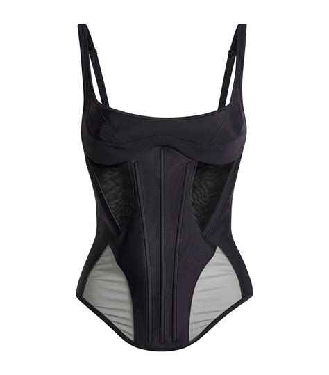 Mugler Sheer Panelled Corset Bustier | Harrods DK