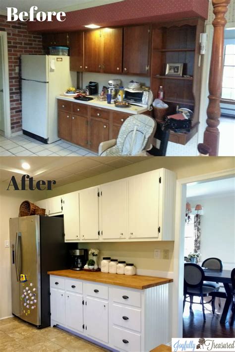 Four budget kitchen renovation ideas. Farmhouse kitchen renovation before after - Joyfully Treasured