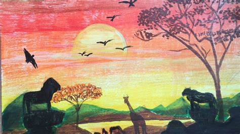 Here presented 44+ easy sunset drawing images for free to download, print or share. African sunset drawing | Drawing of nature with colour pencils | Nature paintings, Sunset ...