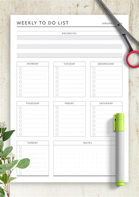 Download Printable Weekly To Do List Original Style Pdf