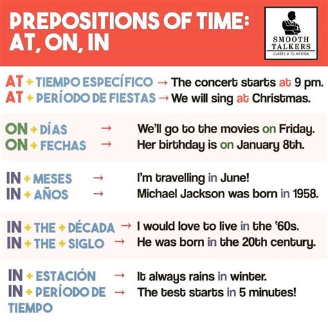 Preposiciones De Tiempo In On At Prepositions Of Time In On At The