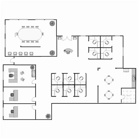 An Office Floor Plan Is Shown In Black And White