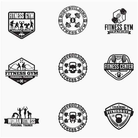 Fitness Gym Logos Badges 2 Badge Barbell Body Png And Vector With