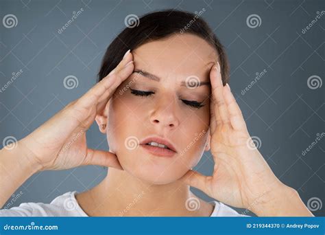 Woman Suffering From Headache Dizziness Stock Photo Image Of Home