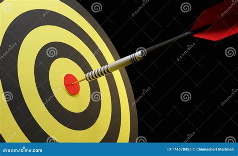Arrow Hitting In The Target Center Of Bullseye For Business Focus