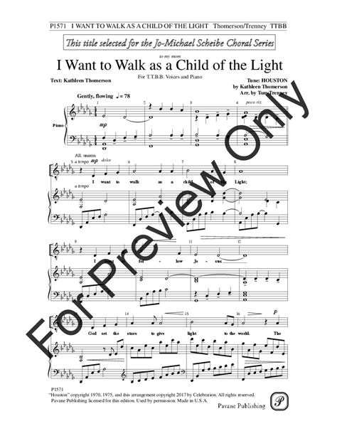I Want To Walk As A Child Of The Light Ttbb Jw Pepper Sheet Music