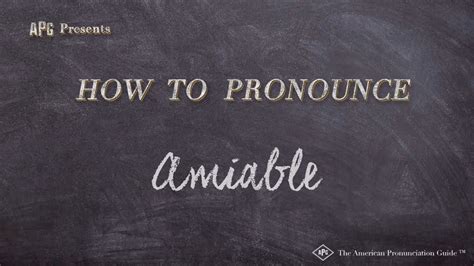 How To Pronounce Amiable Real Life Examples Youtube