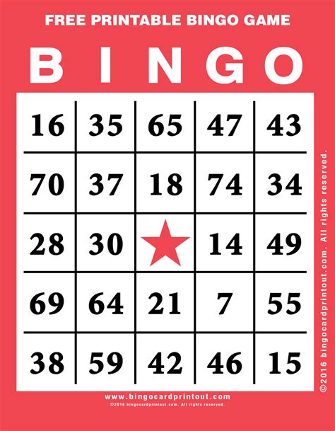 Bingo Printable Game