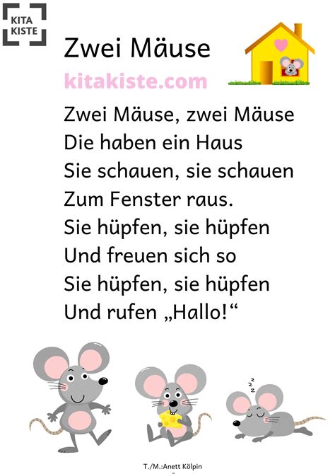 Zwei Mäuse Reim Mit Bewegung U3 Kinder Reime Gedichte Für Kinder