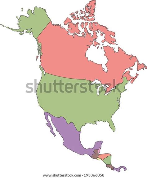 Highly Detailed North America Political Map Stock Vector Royalty Free