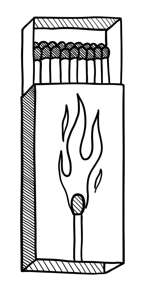 Vector Matchbox Isolated On A White Background Doodle Drawing By Hand