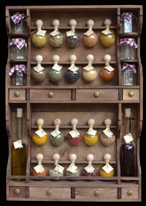 Wooden Spice Cabinet 20 Bubbles Two Bottles Pots Hue Wood Etsy