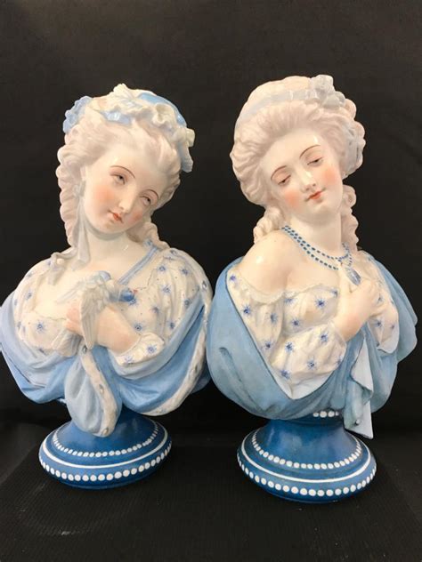 Pair Of Old Porcelain Busts