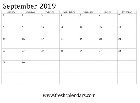 September Calendar 2019 Printable 2019 Calendar With Holidays 2018