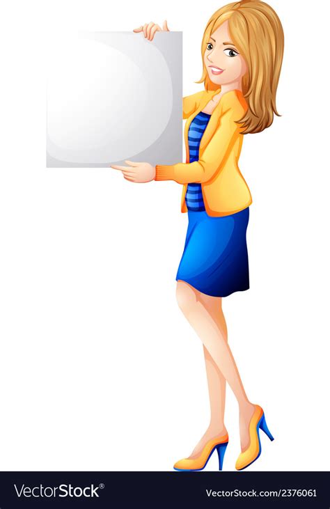 An Office Girl Holding Empty Signboard Royalty Free Vector