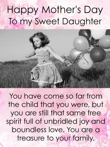 Although fathers may seem unemotional, they are quite suckers for messages telling how much you appreciate what he has done for you. You are a Treasure - Happy Mother's Day Card for Daughter ...