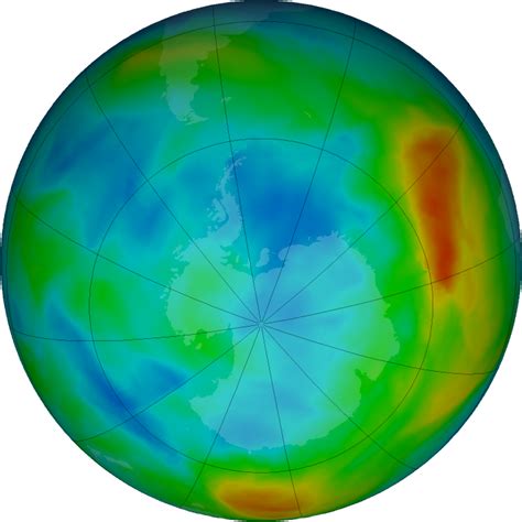 Ozone Hole Watch Southern Ozone Map For 22 July 2019