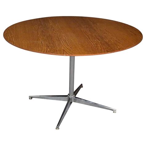Midcentury Round Teak Dining Table With Hidden Leaf At 1stdibs