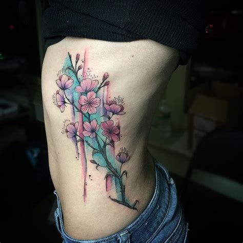 Tattoo Uploaded By Stacie Mayer • Watercolor Cherry Blossom Side Piece