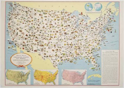 A Pictorial Map Of The United States Of America Showing Principal