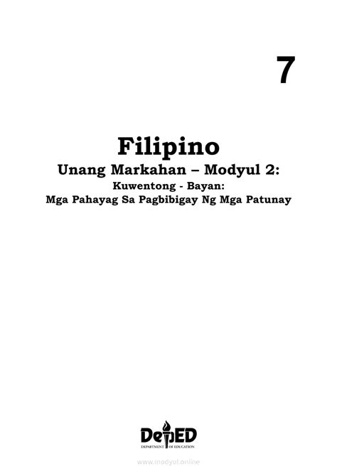 Clear Filipino Modyul Filipino Unang Markahan Modyul Mga Vrogue
