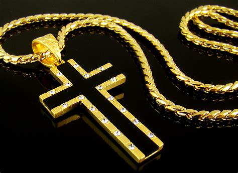 All of our new solid gold chains for men come with a certificate of authenticity and an official uk hallmark stamp, meaning you can buy any of our new chains and. 18K Gold Plated Mens BIG Cross Necklace Pendant Chain ...