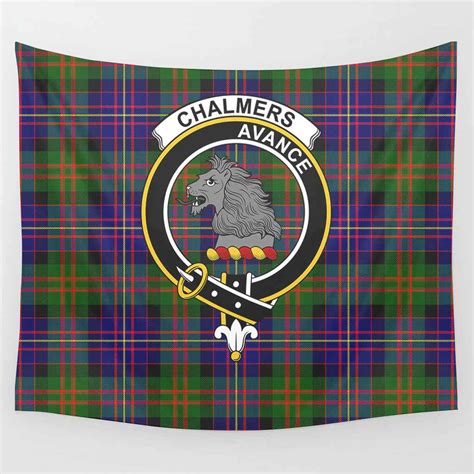 Scottish Chalmers Clan Crest Tartan Tapestry