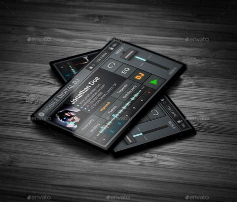 Digital business cards can be created on an iphone, ipad, android, or computer, and are oftentimes more affordable than their paper counterparts. Mobile Digital DJ Business Card by vinyljunkie | GraphicRiver