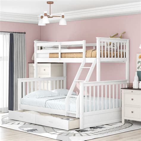 Buy Harper And Bright Designs Bunk Bed With Drawers Twin Over Full Bunk