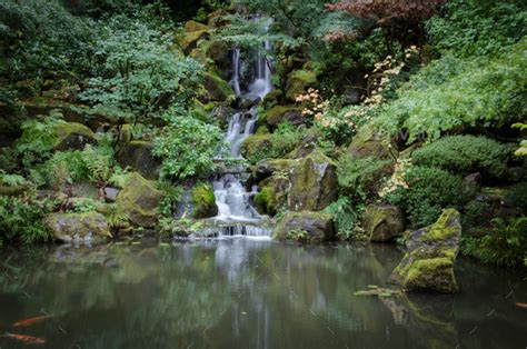 Japanese Water Garden Waterfall Stock Photo By Cmbankus Photodune
