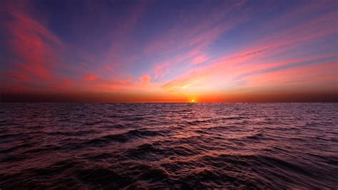 Der Horizont Des Meeres Wunderschönen Sonnenuntergang Himmel
