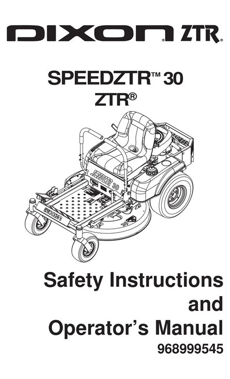 Dixon Speedztr 30 Safety And Operation Manual Pdf Download Manualslib