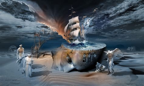 Wallpaper Digital Art Fantasy Art Sea Reflection Vehicle Artwork